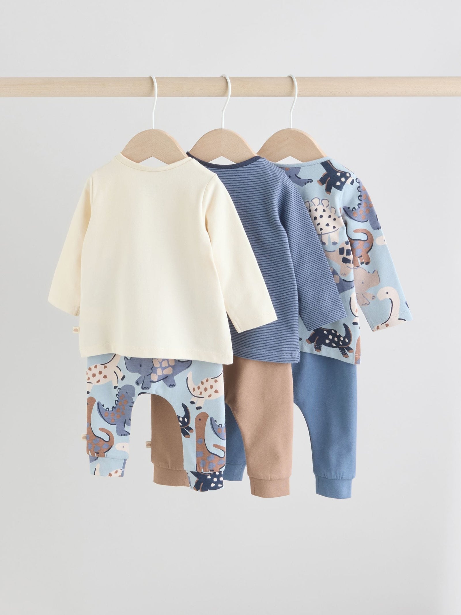 Blue Dino Tops and Leggings 6 Piece Baby Set (0mths-3yrs)