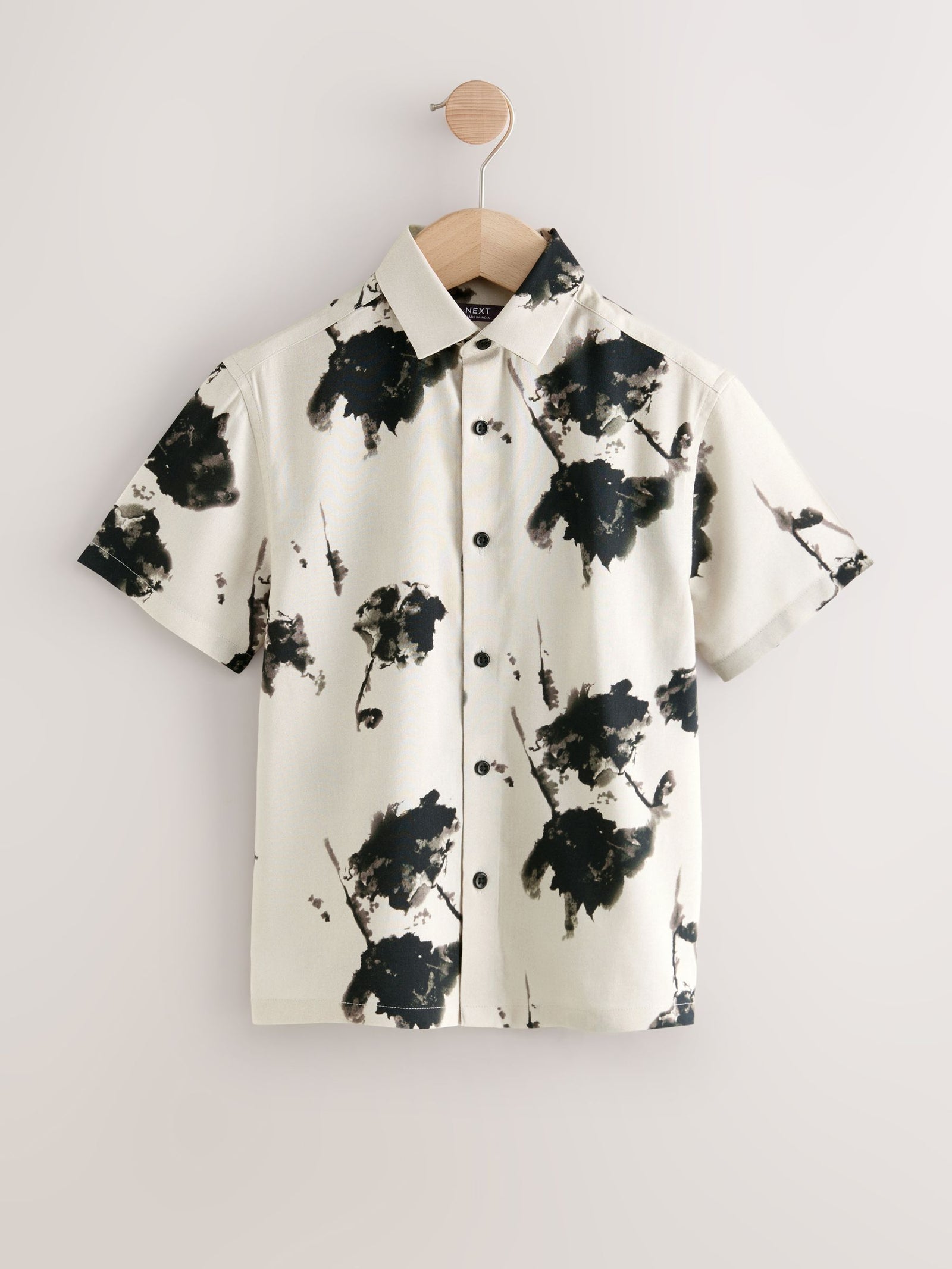 Ecru Floral Short Sleeve Printed Shirt (3-16yrs)