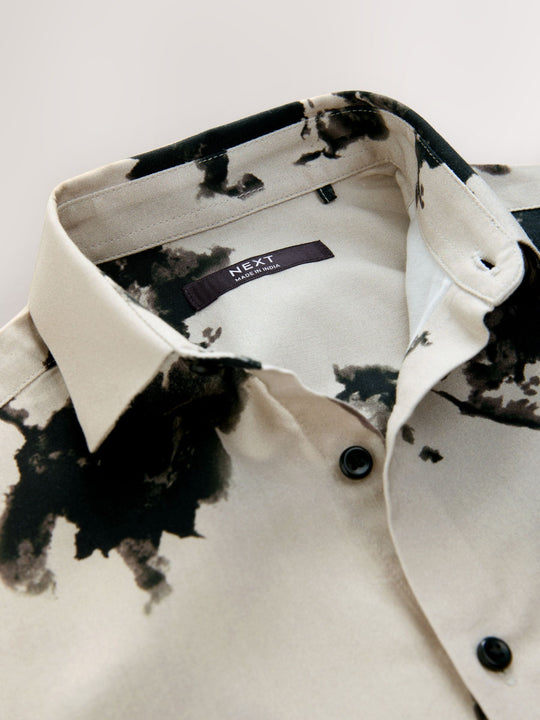 Ecru Floral Short Sleeve Printed Shirt (3-16yrs)