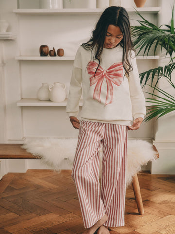 Cream/Red Bow Sweatshirt Pyjamas