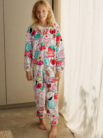 Red/Ecru Squishmallow Fleece All-In-One (6-14yrs)