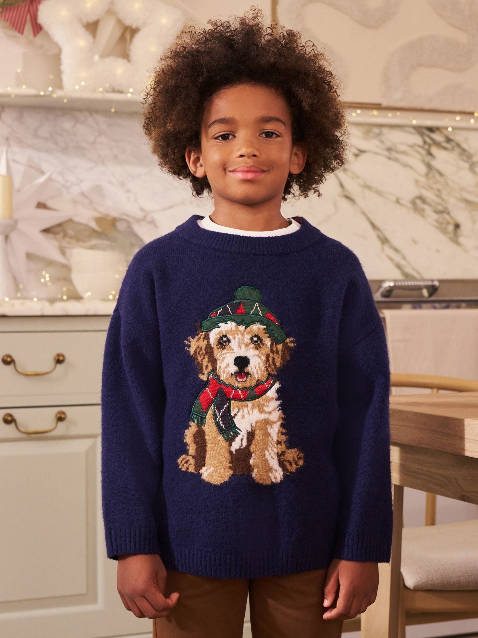 Navy Blue Dog Christmas Jumper immediate