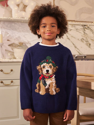 Navy Blue Dog Christmas Jumper immediate