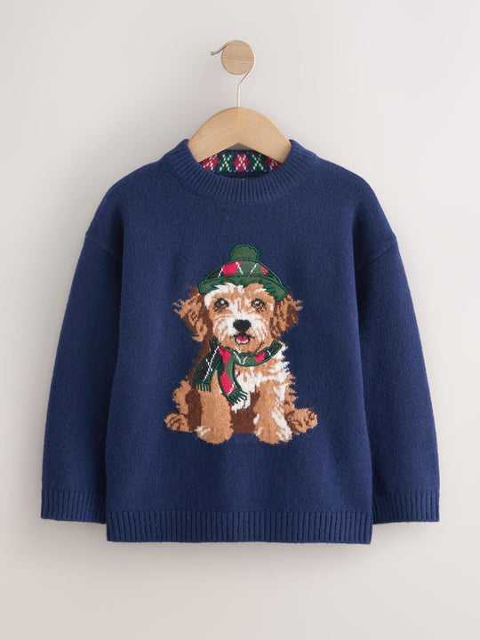 Navy Blue Dog Christmas Jumper immediate