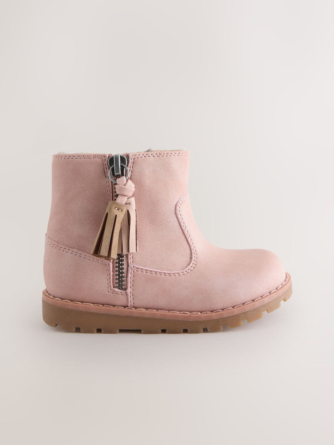 Pink Wide Fit (G) Chelsea Zip Tassel Ankle Boots