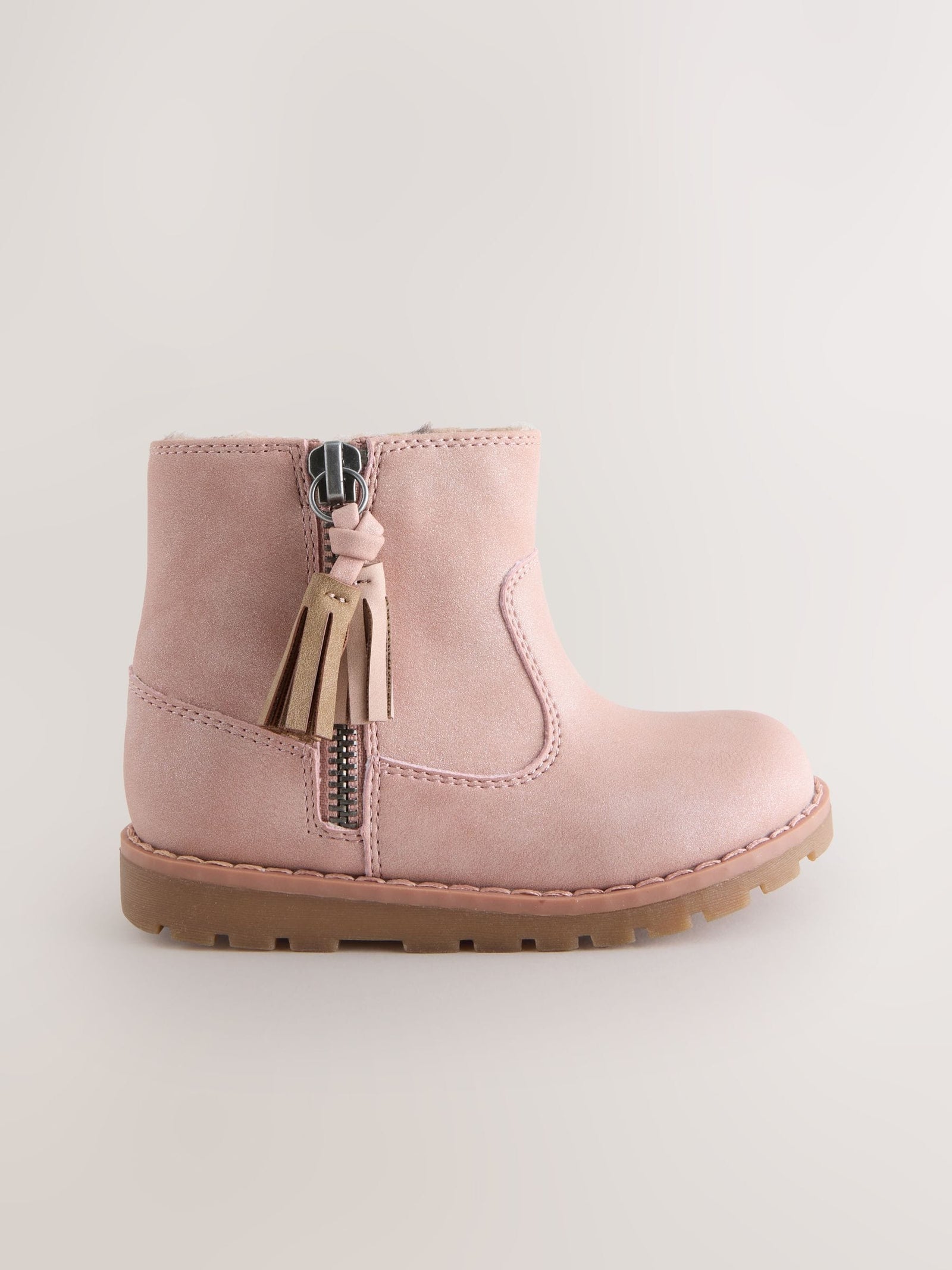 Pink Wide Fit (G) Chelsea Zip Tassel Ankle Boots