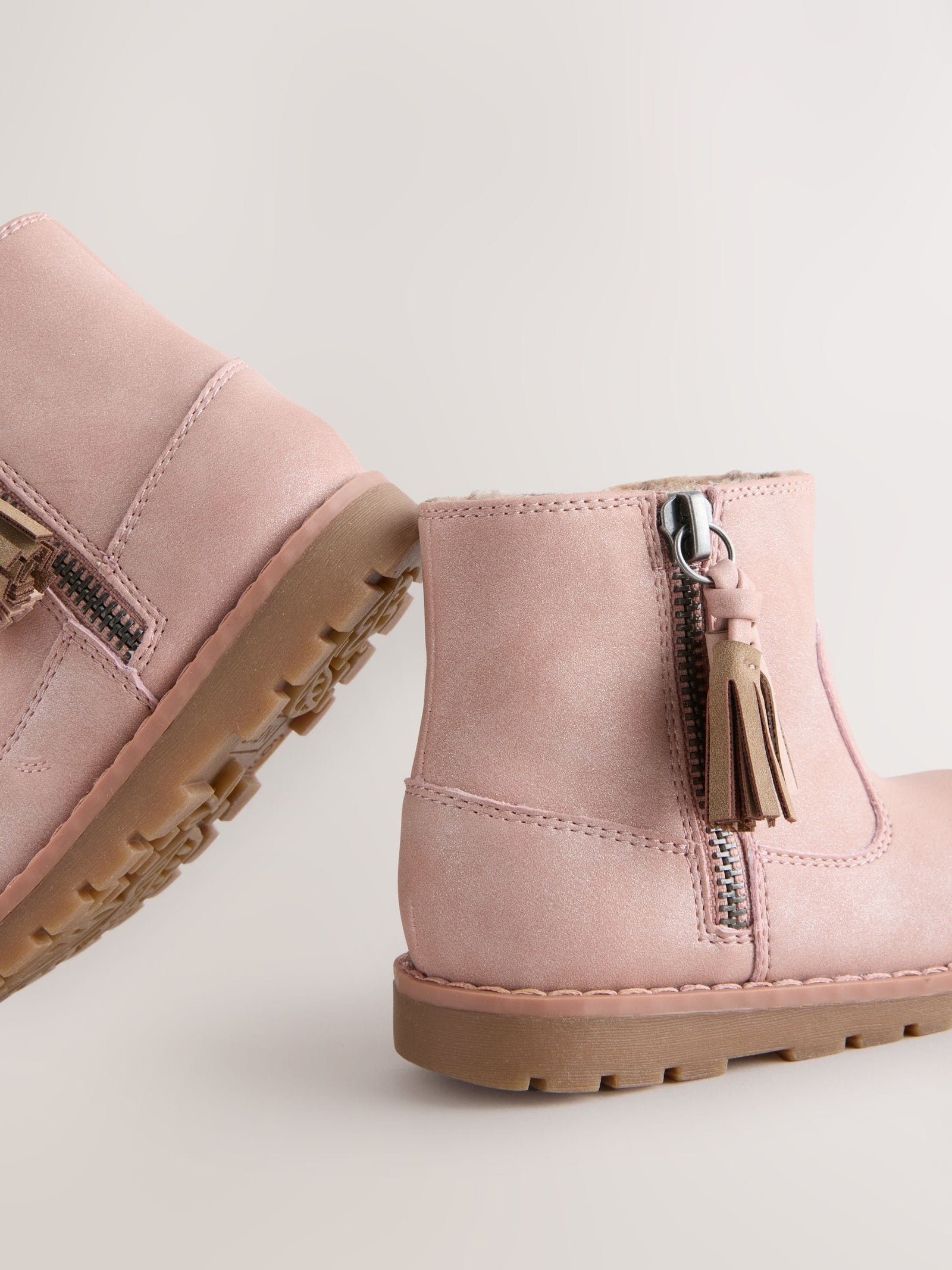 Pink Wide Fit (G) Chelsea Zip Tassel Ankle Boots