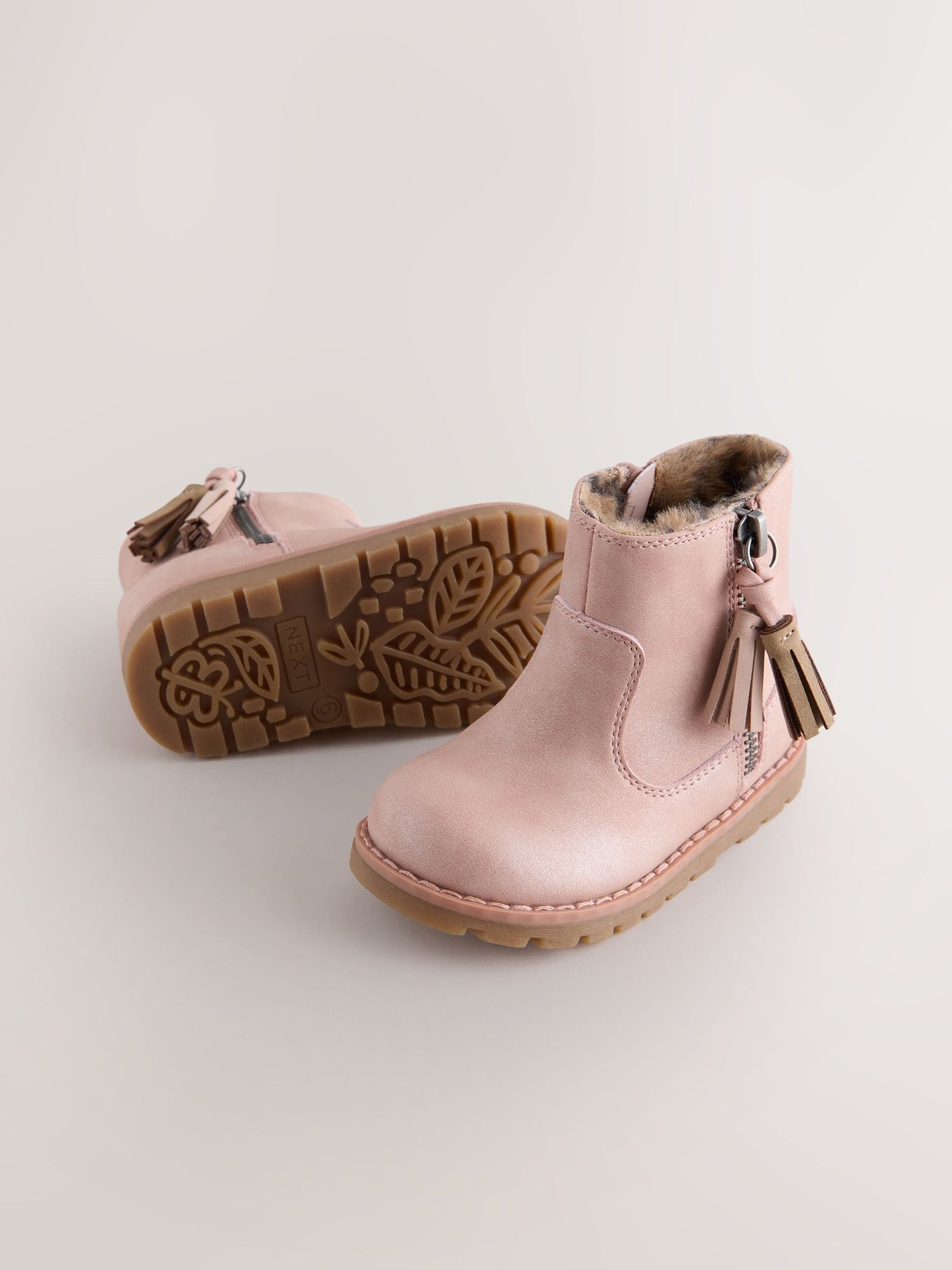 Pink Wide Fit (G) Chelsea Zip Tassel Ankle Boots