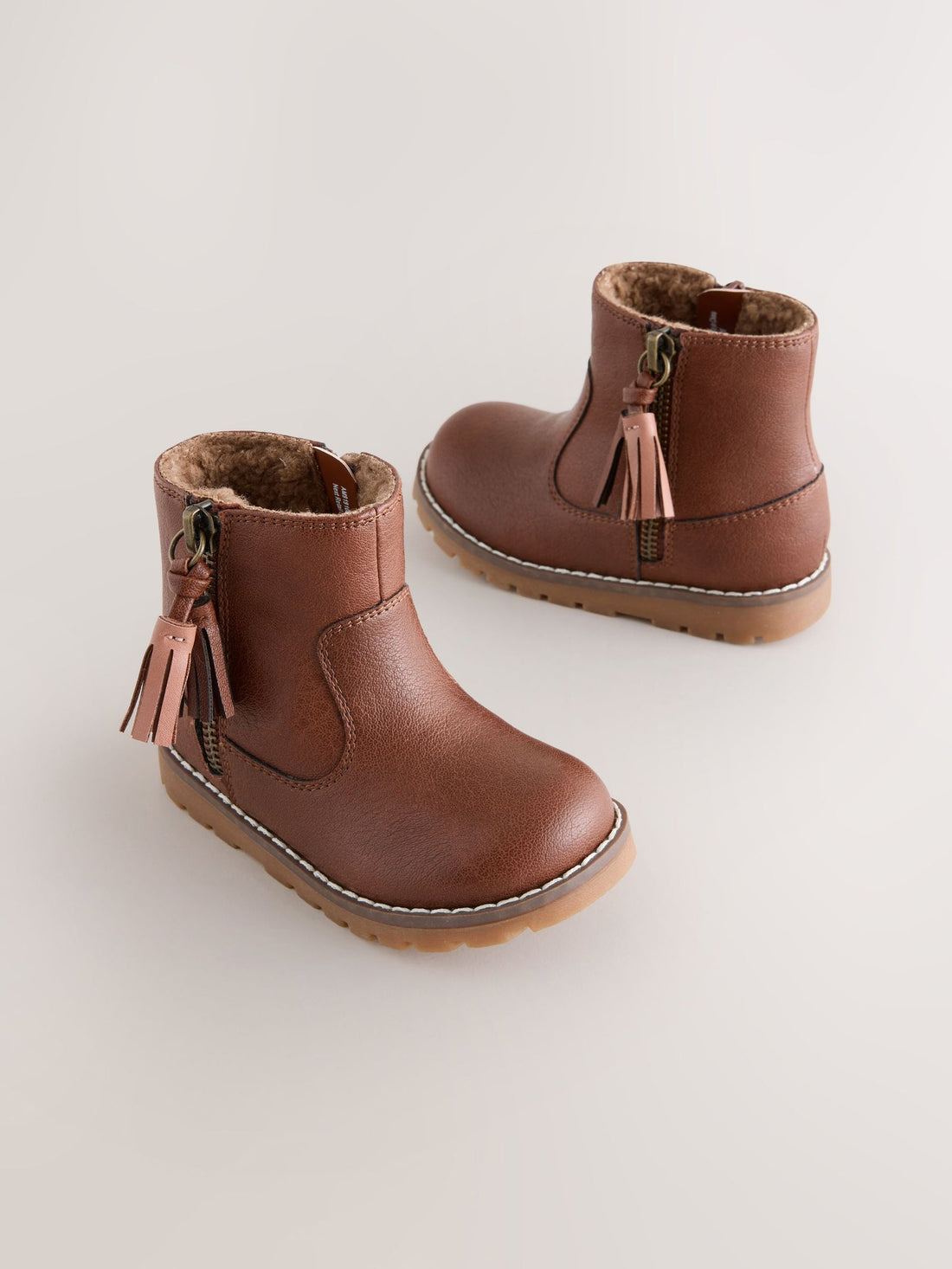 Tan Brown Wide Fit (G) Chelsea Zip Tassel Ankle Boots