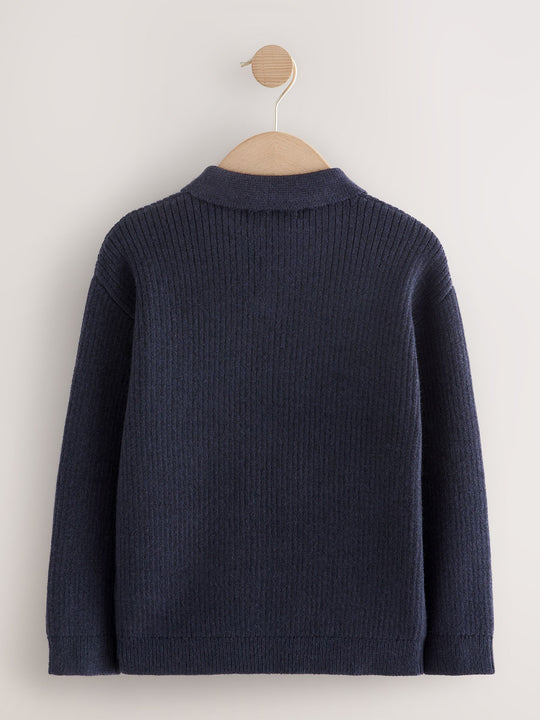 Navy Blue Trophy Neck Knitted Jumper (3-16yrs)