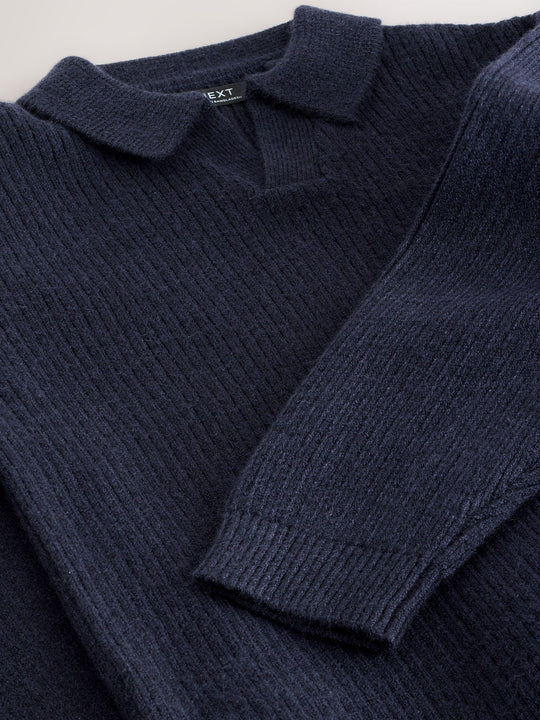 Navy Blue Trophy Neck Knitted Jumper (3-16yrs)