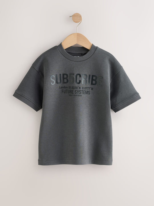 Charcoal Grey Subscribe Graphic Heavyweight Short Sleeve T-Shirt (3-16yrs)