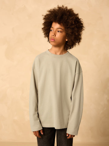 Stone Relaxed Fit Long Sleeve Cosy T-Shirt (3-16yrs)
