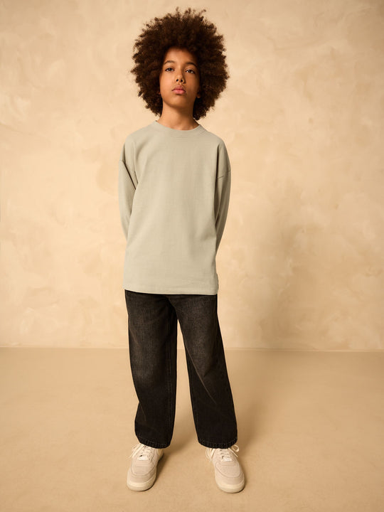 Stone Relaxed Fit Long Sleeve Cosy T-Shirt (3-16yrs)