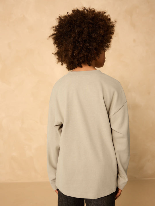Stone Relaxed Fit Long Sleeve Cosy T-Shirt (3-16yrs)