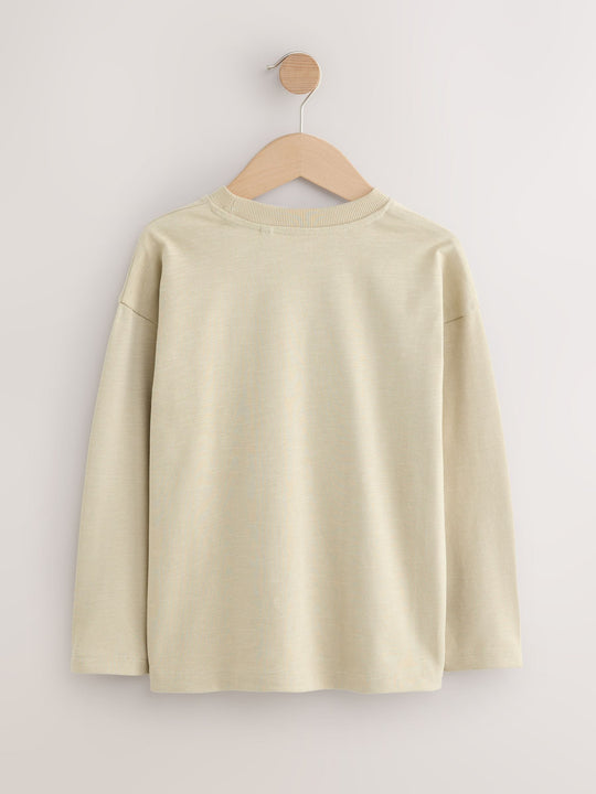 Stone Relaxed Fit Long Sleeve Cosy T-Shirt (3-16yrs)