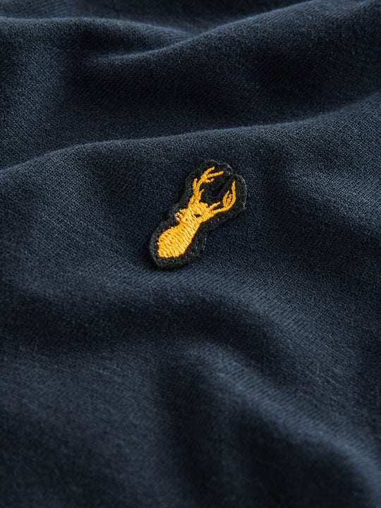 Blue Navy Stag Logo Long Sleeve Cosy T-Shirt (3-16yrs)