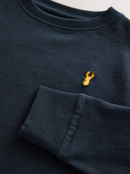 Blue Navy Stag Logo Long Sleeve Cosy T-Shirt (3-16yrs)