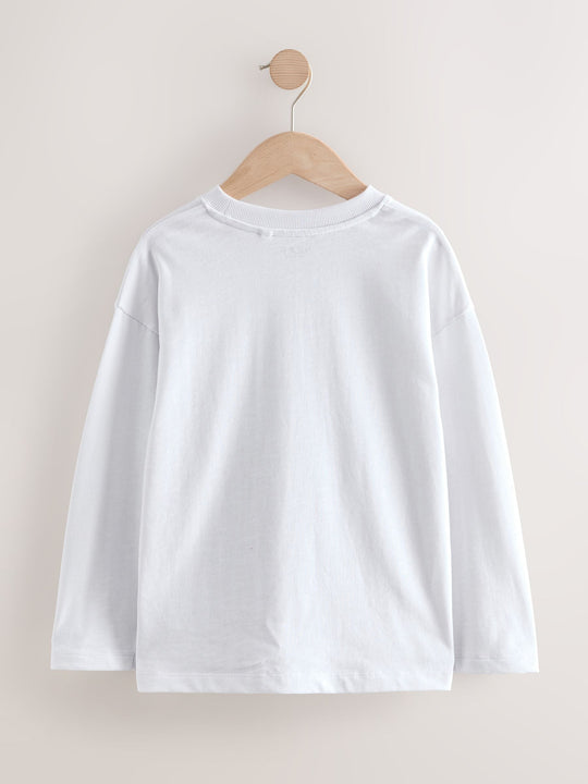 White Relaxed Fit Long Sleeve Cosy T-Shirt (3-16yrs)