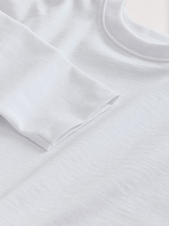 White Relaxed Fit Long Sleeve Cosy T-Shirt immediate