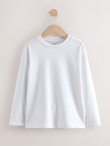 White Relaxed Fit Long Sleeve Cosy T-Shirt (3-16yrs)