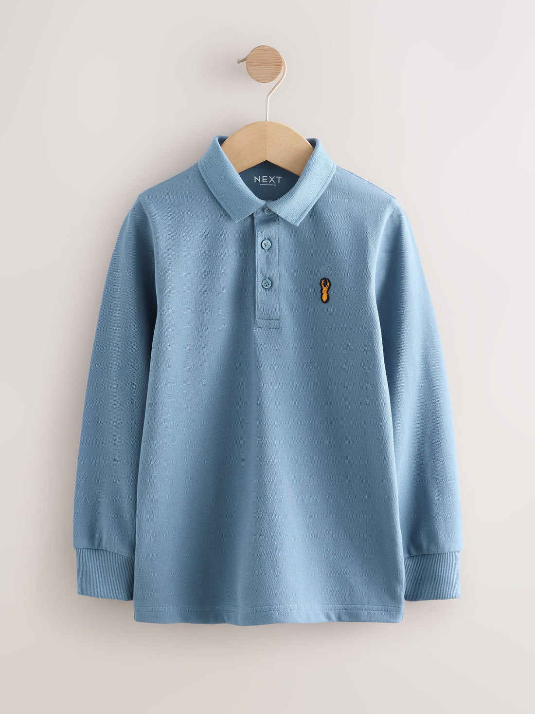 Mid Blue Long Sleeve Polo Shirt (3-16yrs)