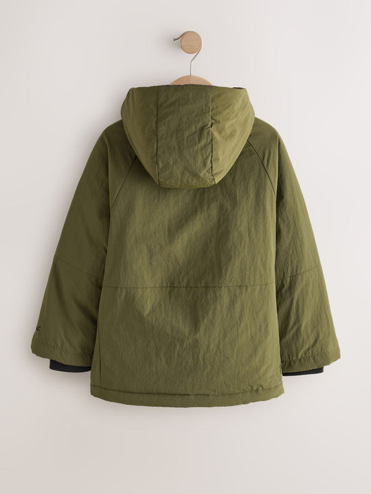 Khaki Green Shower Resistant Inner Wadded Coat (3-16yrs)
