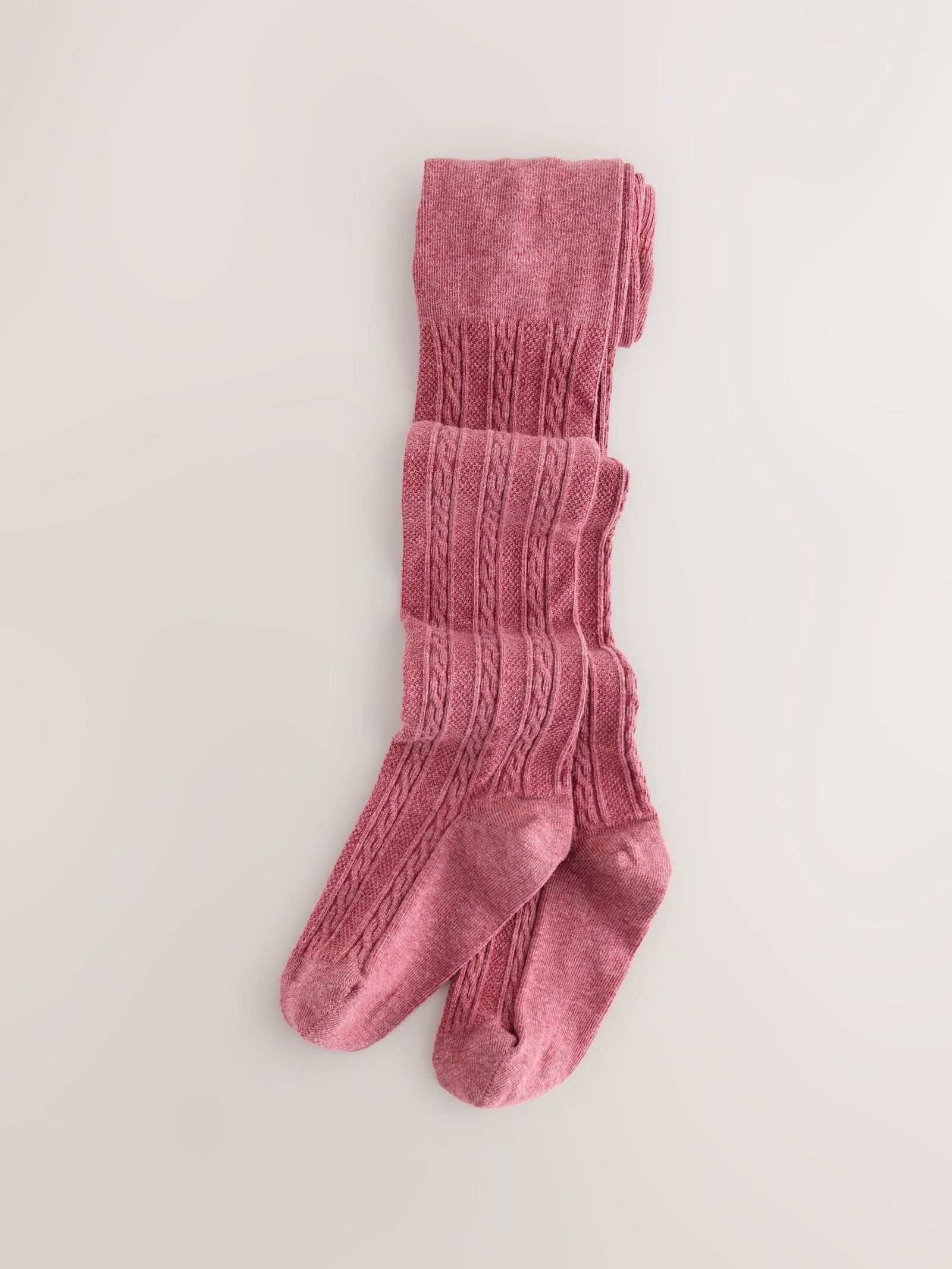 Pink/Charcoal Grey and Cream Cotton Rich Cable Tights 5 Pack