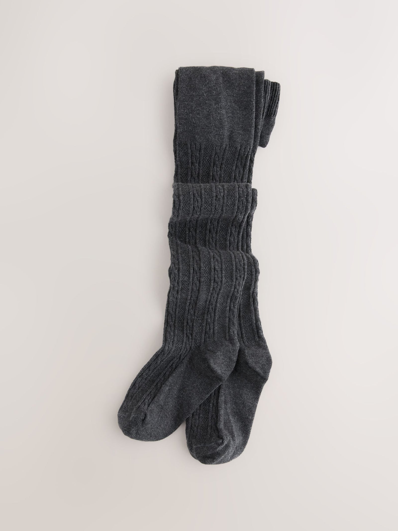 Grey Black Oatmeal and Navy Blue Cotton Rich Cable Tights 5 Pack