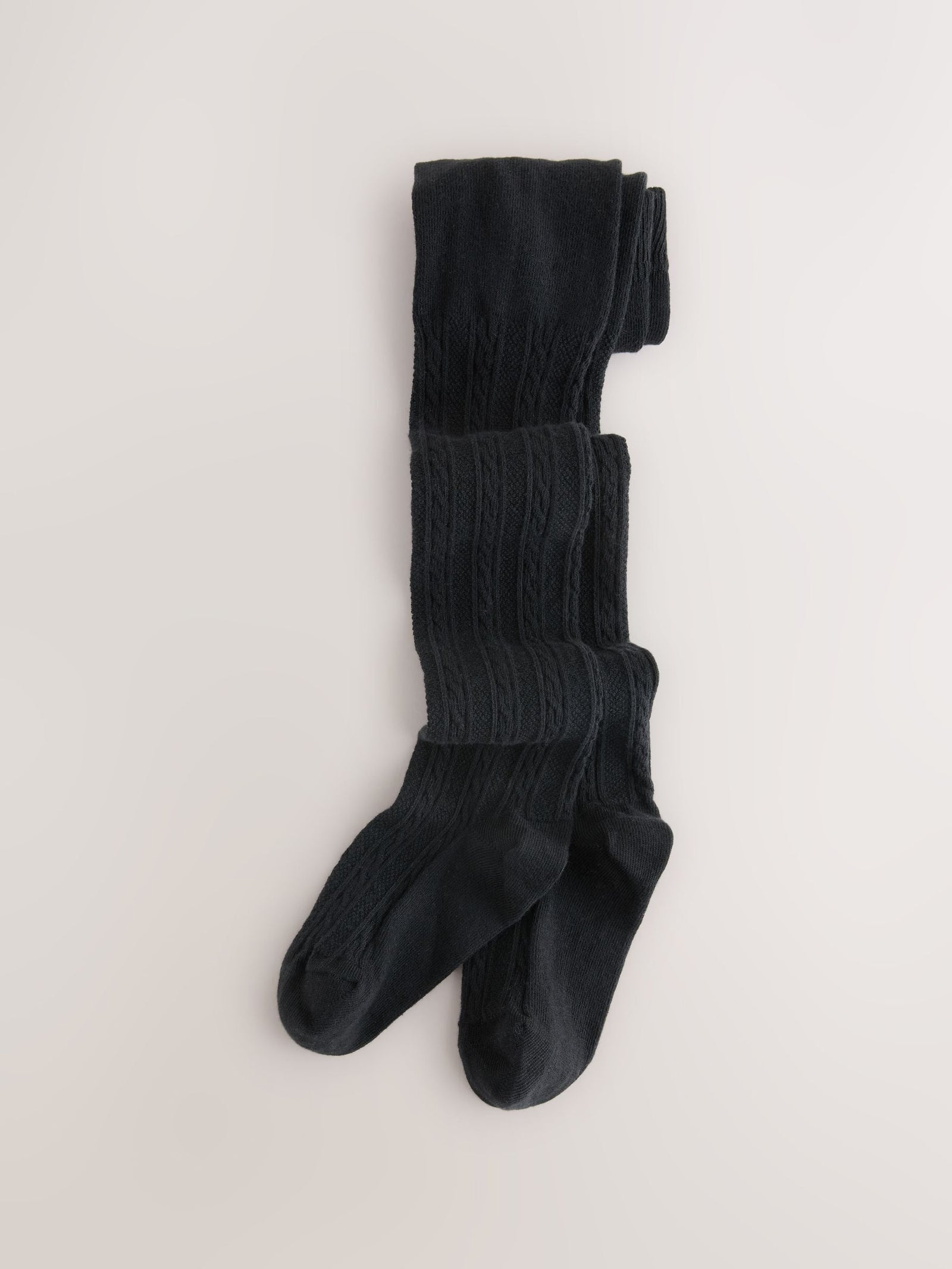 Grey Black Oatmeal and Navy Blue Cotton Rich Cable Tights 5 Pack