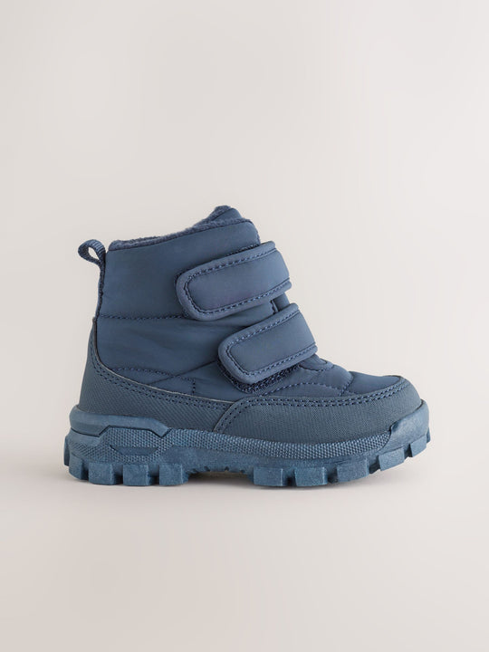 Blue Navy Quilted Touch Fastening Boots