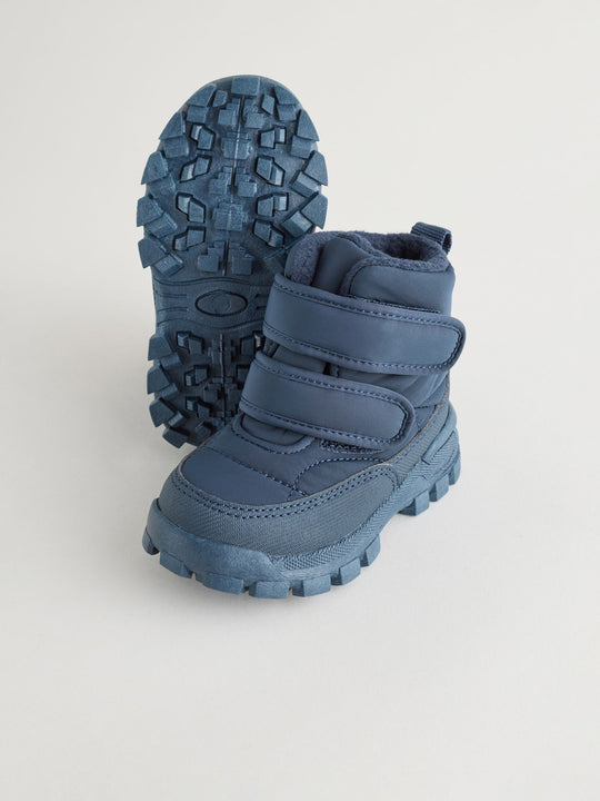 Blue Navy Quilted Touch Fastening Boots