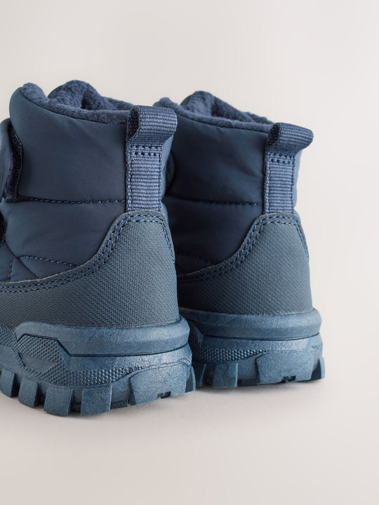 Blue Navy Quilted Touch Fastening Boots