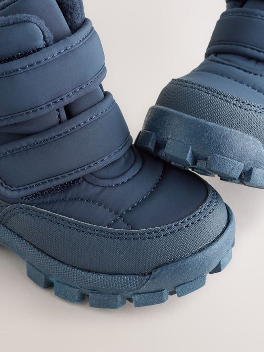 Blue Navy Quilted Touch Fastening Boots