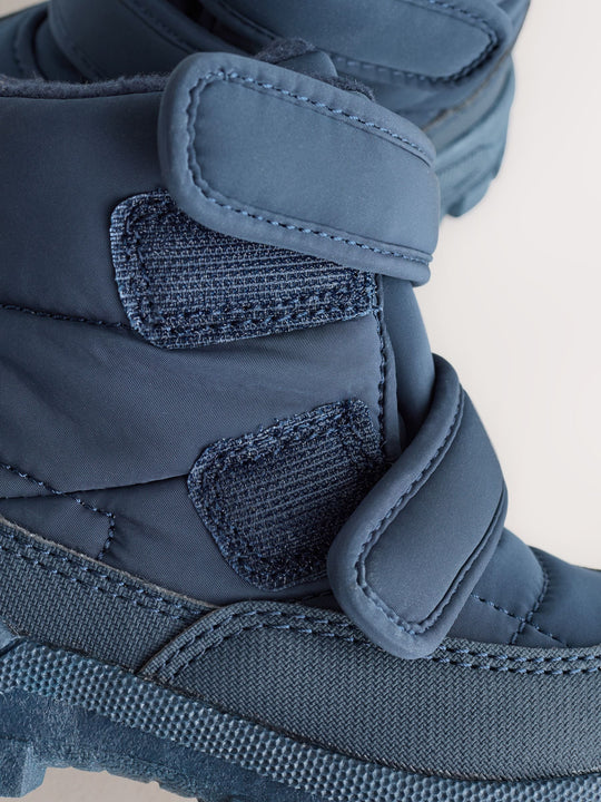 Blue Navy Quilted Touch Fastening Boots