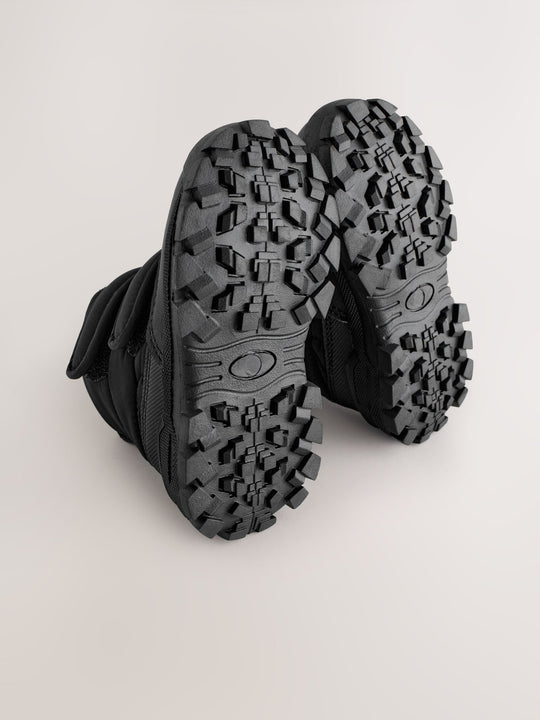 Black Quilted Touch Fastening Boots