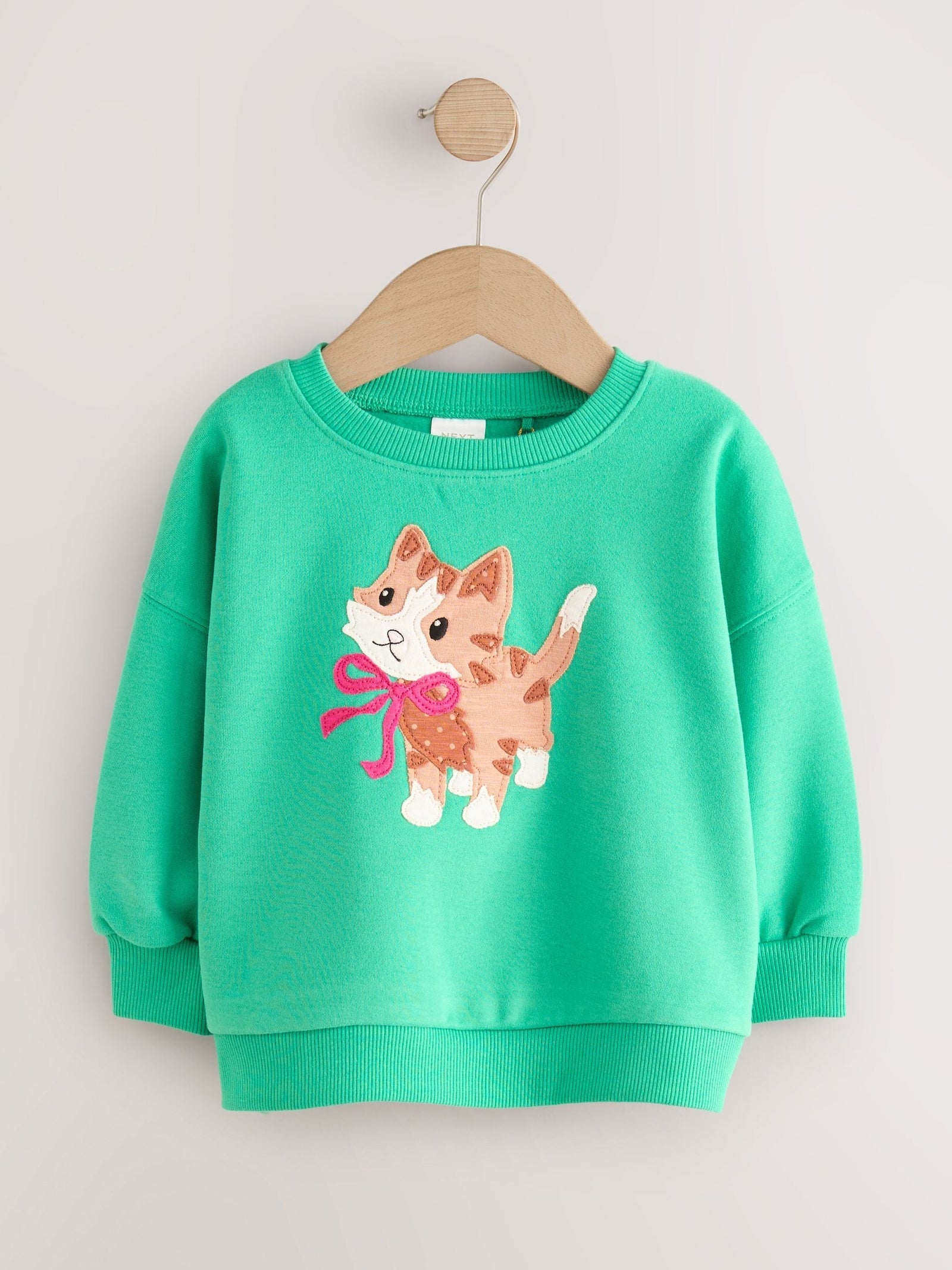 Green Cat Crew Neck Sweatshirt (3mths-7yrs)