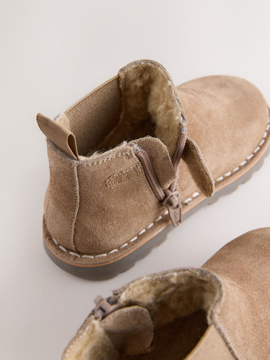 Neutral Brown Standard Fit (F) Suede Chelsea Boots