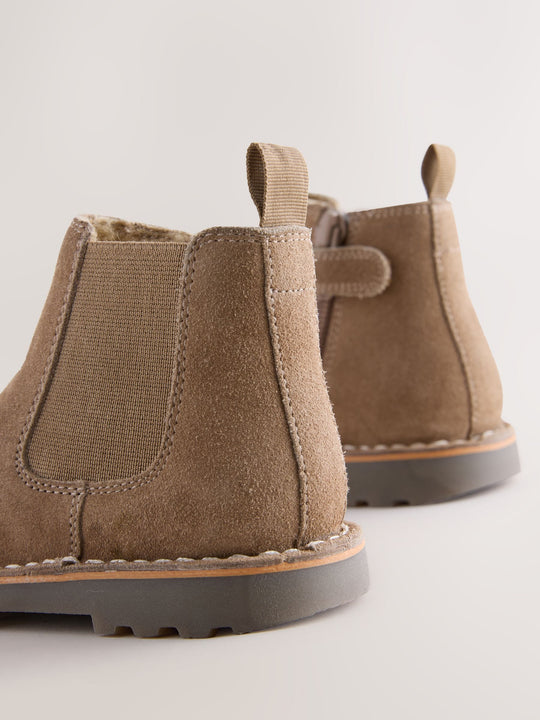 Neutral Brown Standard Fit (F) Suede Chelsea Boots