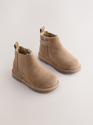 Neutral Brown Standard Fit (F) Suede Chelsea Boots