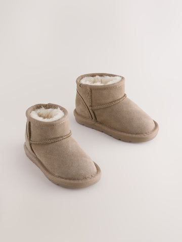 Taupe Brown Warm Lined Suede Boots
