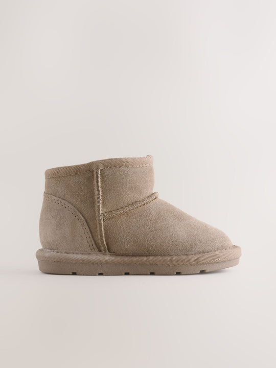 Taupe Brown Warm Lined Suede Boots