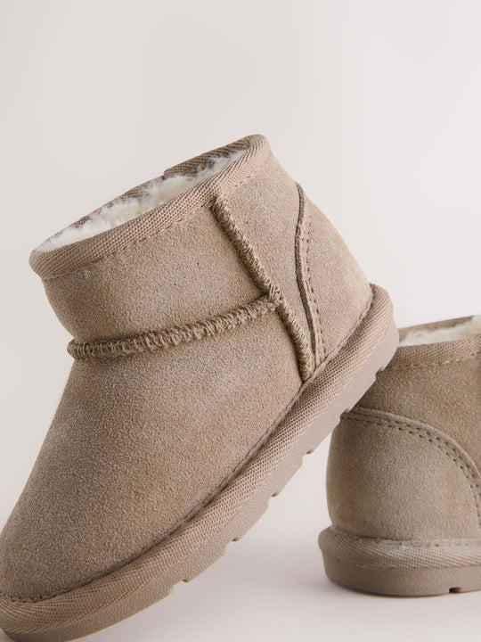 Taupe Brown Warm Lined Suede Boots