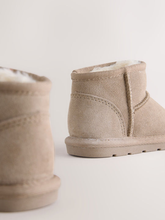 Taupe Brown Warm Lined Suede Boots