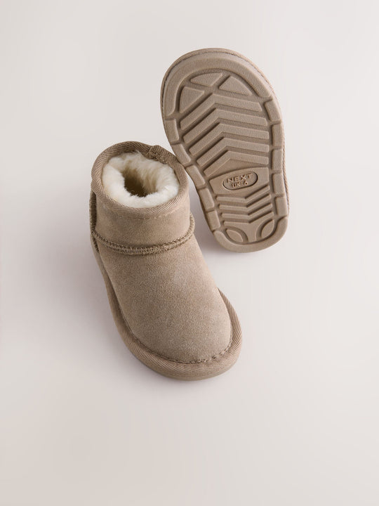 Taupe Brown Warm Lined Suede Boots