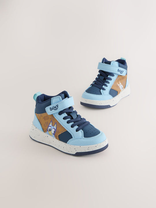 Navy Bluey Wide Fit (G) Touch Fastening Elastic Lace Hi Top Trainers