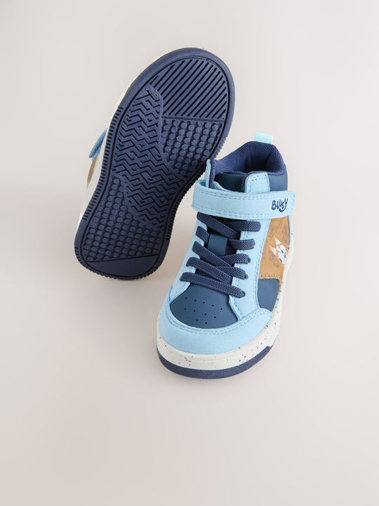 Navy Bluey Wide Fit (G) Touch Fastening Elastic Lace Hi Top Trainers