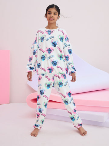 White Lilo & Stitch Cosy Fleece Pyjamas (3-16yrs)