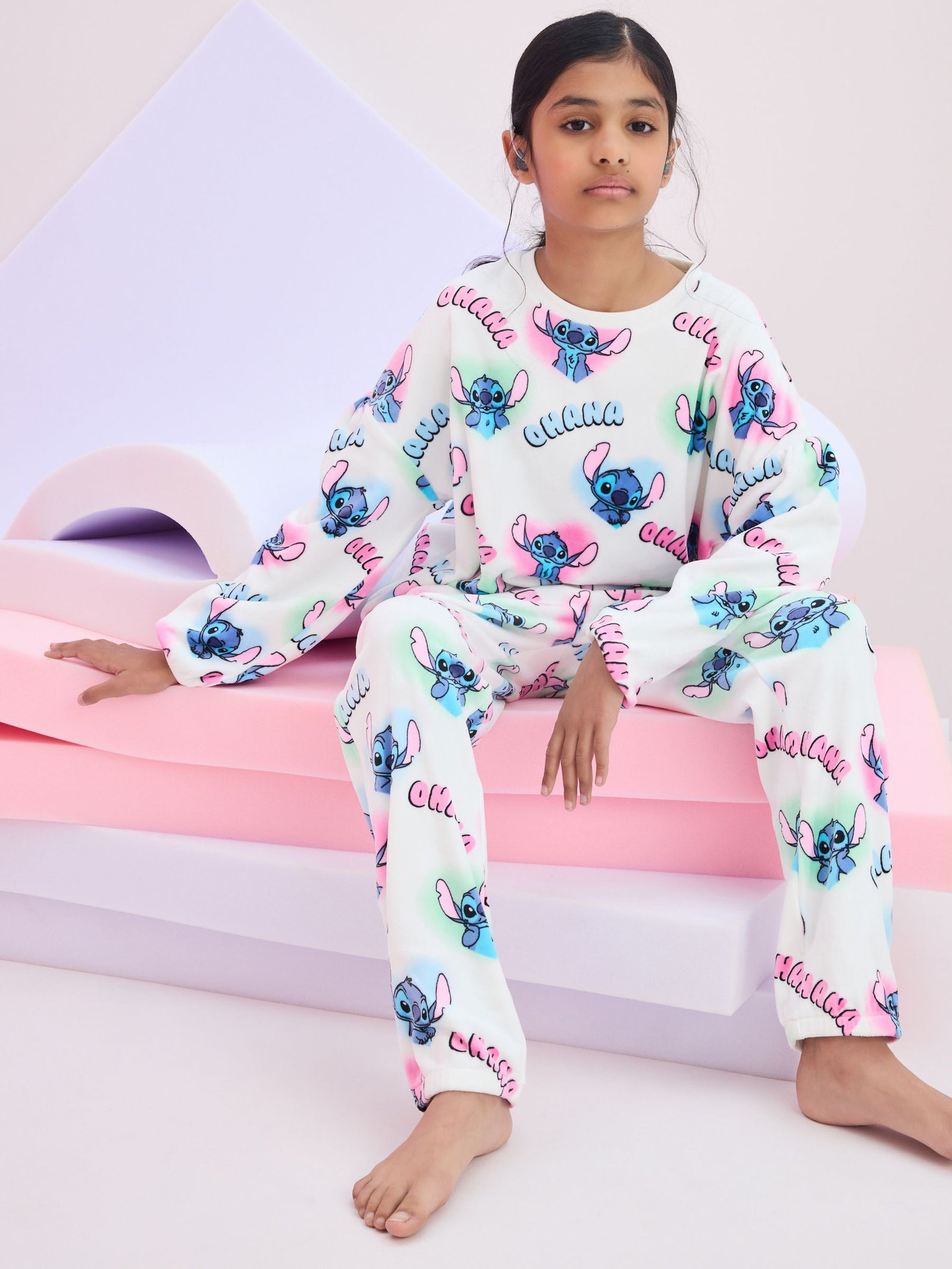 White Lilo & Stitch Cosy Fleece Pyjamas (3-16yrs)