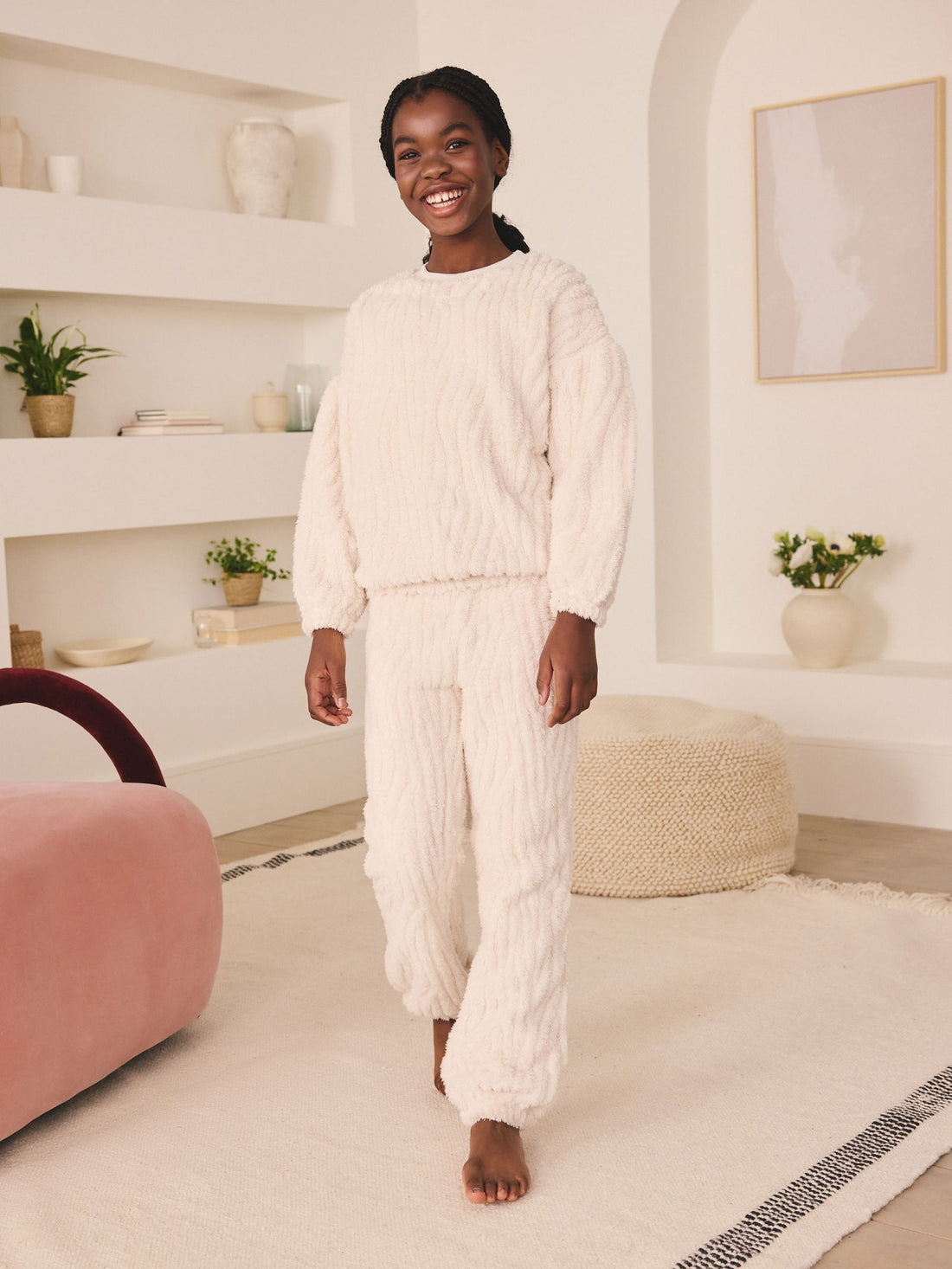Cream Fleece Jacquard Pyjamas Set 2 Piece (2-16yrs)